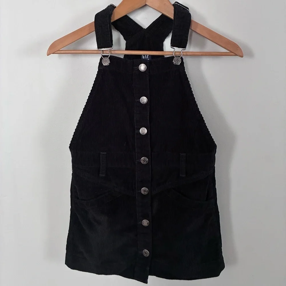 GAP Black Corduroy Overall Dress Sz Small